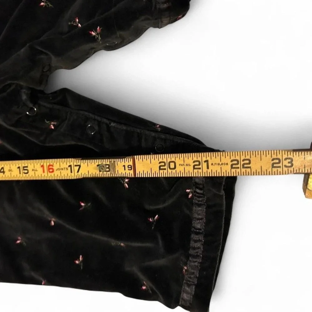 Vintage OshKosh B'gosh Black Velvet Baby Jumper 90s Y2k Floral Print 12m